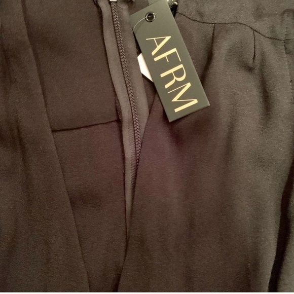 Afrm × REVOLVE avalon puff sleeve deep v-neck mini dress cocktail black NEW - Picture 13 of 13